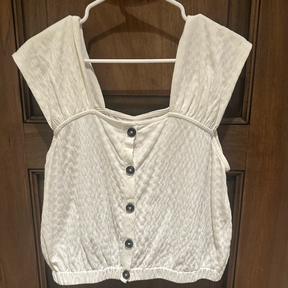 Madewell tank with elastic bottom.